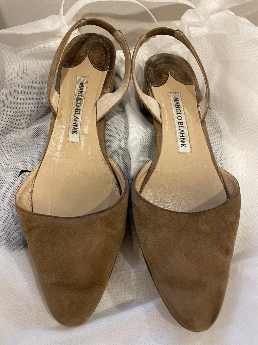 Manolo Blahnik Suede Slingback Flats